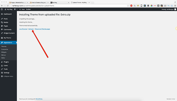 Activating-a-Wordpress-theme
