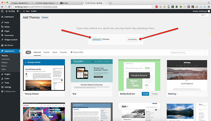 Installing-a-Wordpress-theme